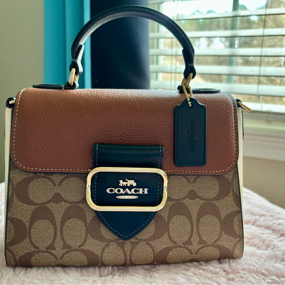 Coach Tan and Black Signature Satchel